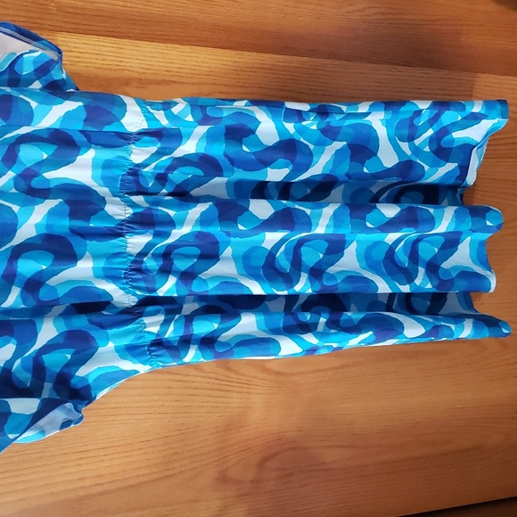 Op Art Blue Swirl Cotton Jersey Tshirt dress. NWOT 1X. KarlaCola. Ocean Dress. - Picture 8 of 8